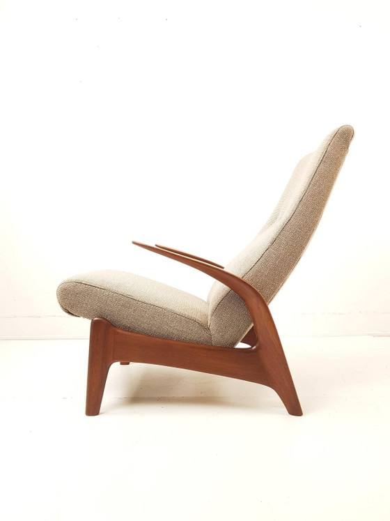 Fauteuil Gimson & Slater en tissu beige Ploeg | Teck réglable, récemment retapissé – Wood, Wool (photo 6 of 7)