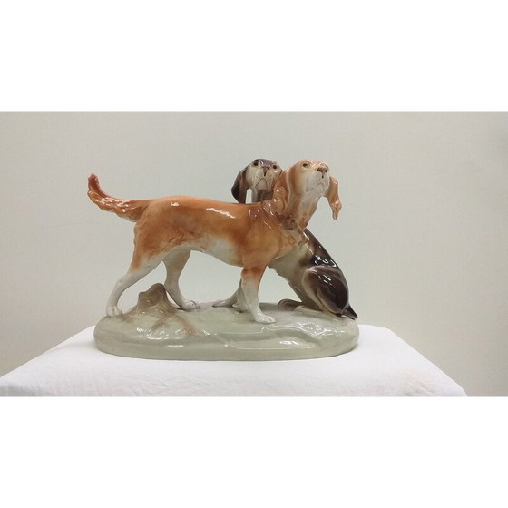 Image 1 of Vintage porcelain sculpture of dogs, Czechoslovakia 1960s