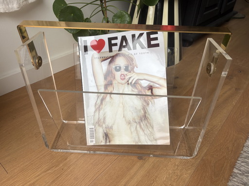 Mid Century David Lange Magazine Rack Lucite 1970s