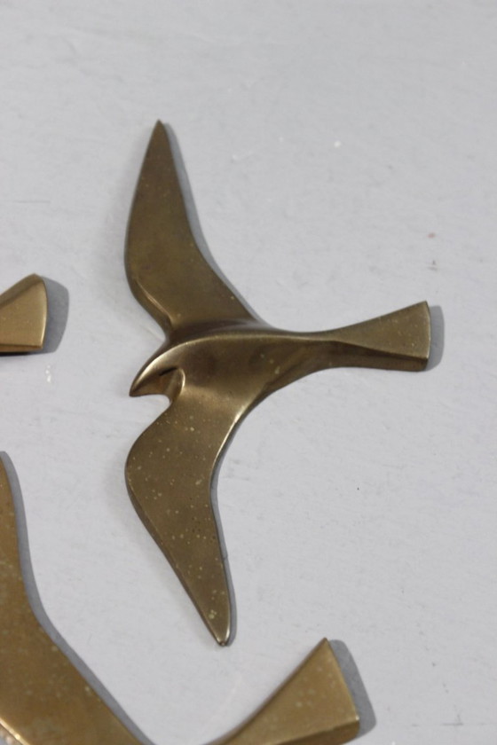 Image 1 of Decorazione da parete sculture d'epoca rondini in ottone design anni '60