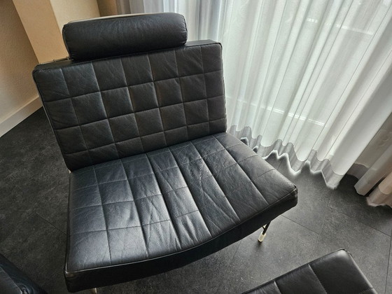 Image 1 of 2x Leolux Volare + Hocker Zwart Leder