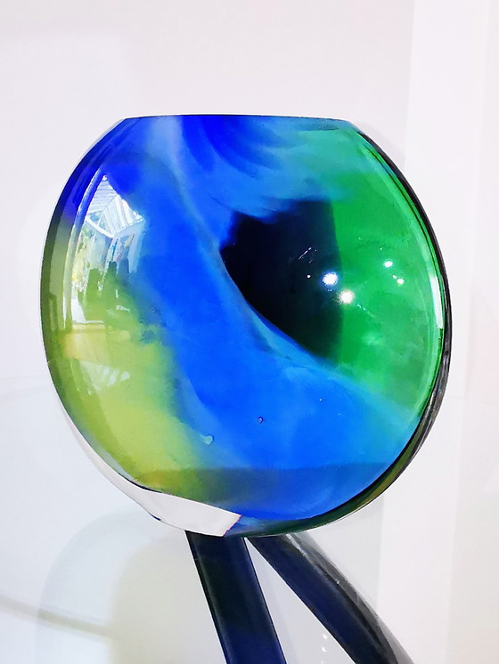Image 1 of Verre d'art Hoglund, vase Ellips, années 1980