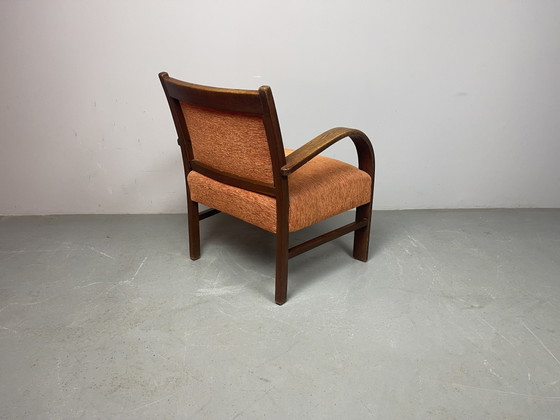 Sculpturaal ensemble van vier Nederlandse art-deco fauteuils. Nederland, jaren 1930. Ref.: CH2010 – Wood (photo 12 of 14)