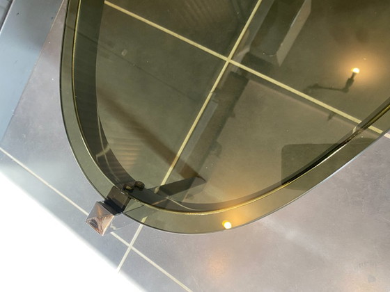 Oval Coffee table glass top chrome Bauhaus style vintage 1970, Metal, Grey (photo 3 of 15)
