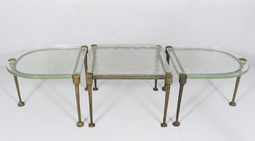 Set de 3 tables d'appoint/tables basses brutalistes des années 1980 de Lothar Klute, Allemagne