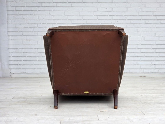 Image 1 of 1960s, Danish armchair, furniture wool, ash wood legs.