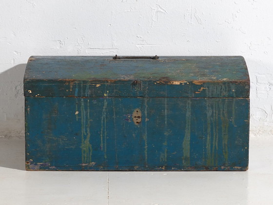 Piccola cassapanca antica con patina blu navy (c.1920) #68 – Armadi contenitori, Rustic (photo 39 of 39)