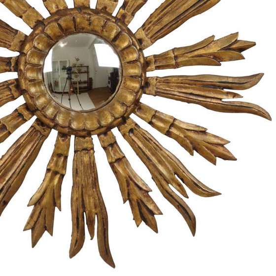 Image 1 of Wooden Sun Mirror Sunburst 70cm