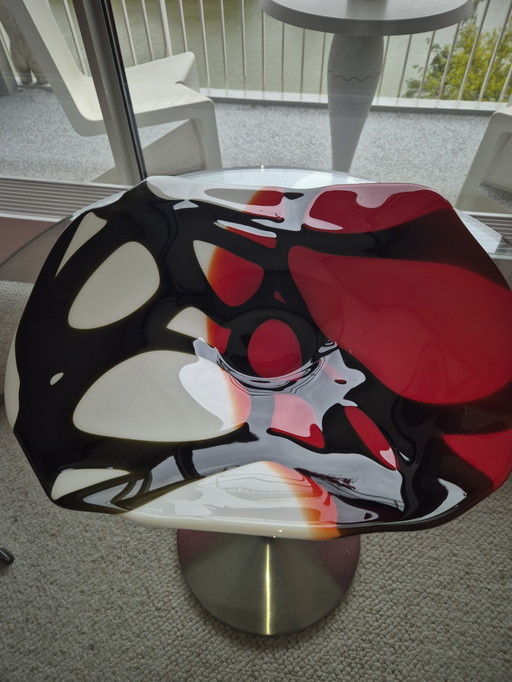 Mooie Glazen Schaal 44 x 46 x 12 cm, Rood Zwart Wit