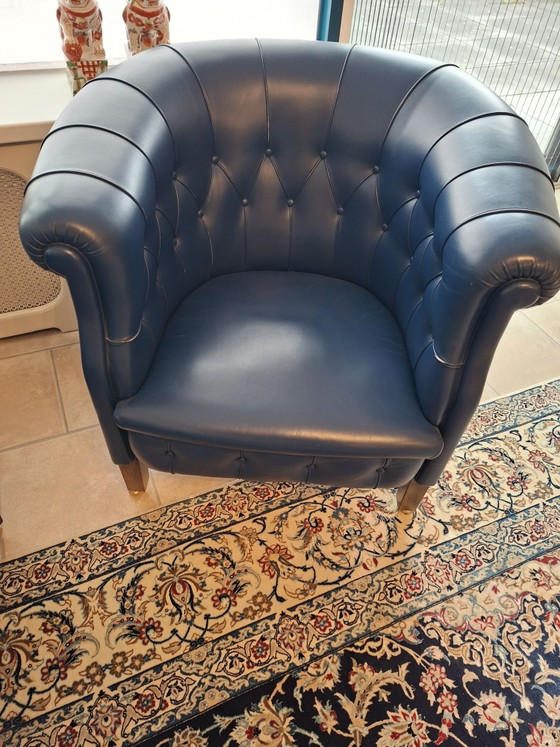 Poltrona Frau 2 Sillones, Cuero, Madera, Azul (foto 2 de 5)