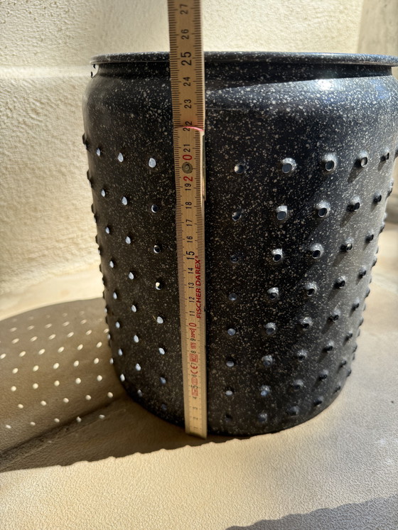 Image 1 of Pot cover vintage tole emaillee perforée 50s design tolix jieldé loft