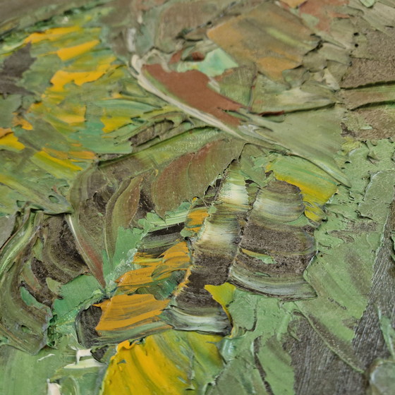 Image 1 of Pintura al óleo de mediados de siglo sobre lino: Girasoles, década de 1960/70