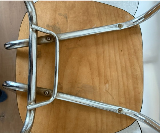 Image 1 of Set van 3 Vintage Design Stoelen – Ovale Rug – Grijs Formica