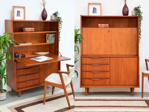 Vintage Sekretär Teak Midcentury Schreibtisch Sideboard Kommode