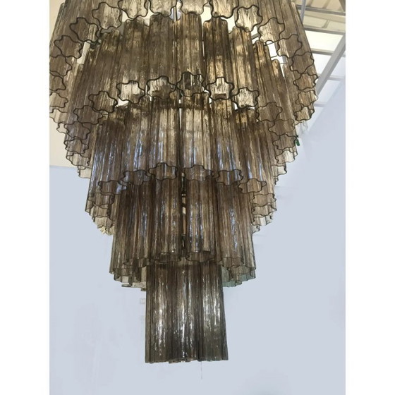 Image 1 of Lámpara de techo con baúles de cristal de Murano ahumado hechos a mano