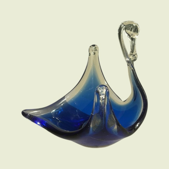 Image 1 of Murano Swan - G. Savarese - Blue/Clear Glass - Italy - Handmade