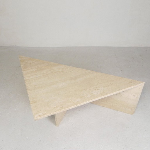Mid-Century travertine coffee table with triangular top, 1970s