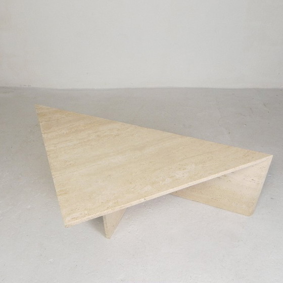 Image 1 of Mid-Century travertine coffee table with triangular top, 1970s