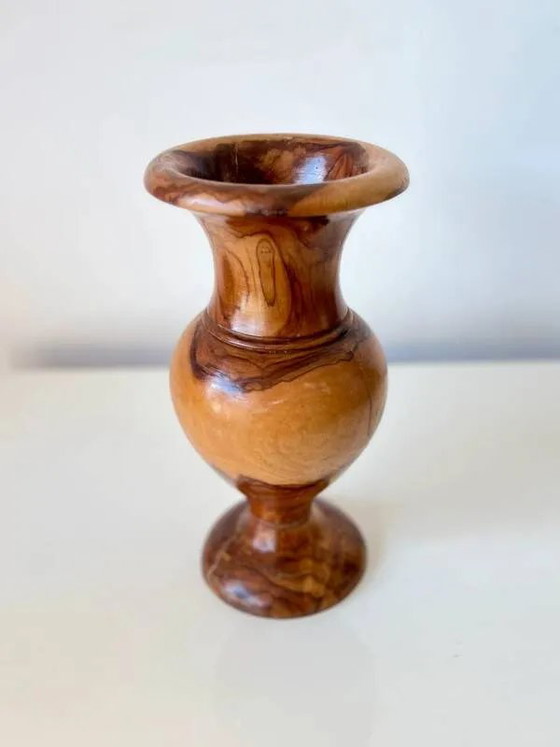 Vintage handgedraaide massief olijfhouten vaas - jaren 70-80 – Vazen, Rustic (photo 2 of 11)
