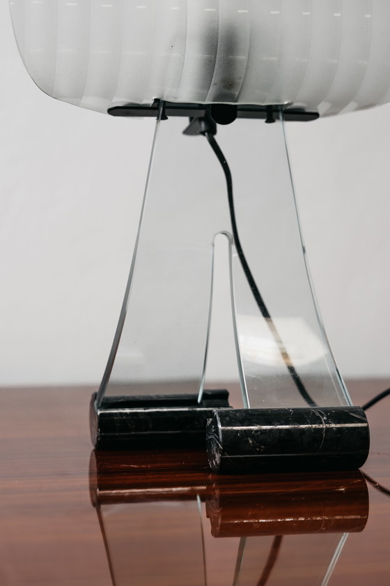 Image 1 of Table Lamp Silhouette Design Table Lamp Marble & Glass 1980's Postmodern