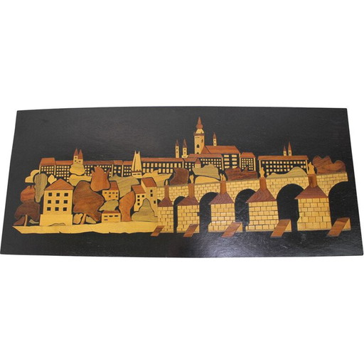 Alte Holzillustration, Tschechoslowakei 1950