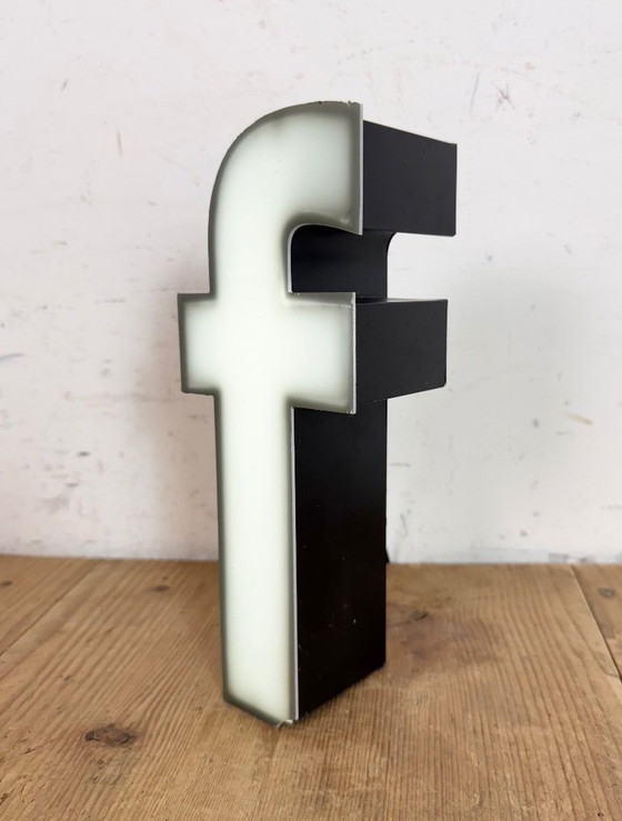 Image 1 of Vintage Grey Illuminated Letter F , 1970s