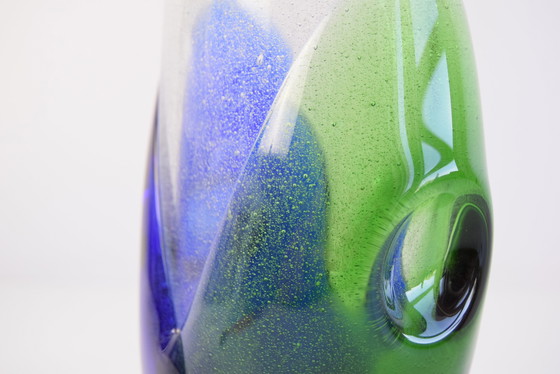 Image 1 of Vase en verre d'art Sommerso tchèque bleu et vert, attribué à Josef Hospodka, années 1970