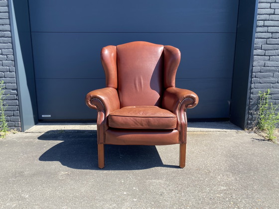 Cognac Bendic Wing Armchair – Leather, Wood (photo 7 of 7)