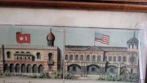 Image 1 of Litografia JE Goossens Panorama dei palazzi dell'Esposizione Universale di Parigi, 1878