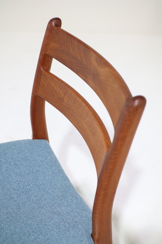 Image 1 of 4x Eetkamerstoelen EMC Møbler teak blauw Deens 1960s