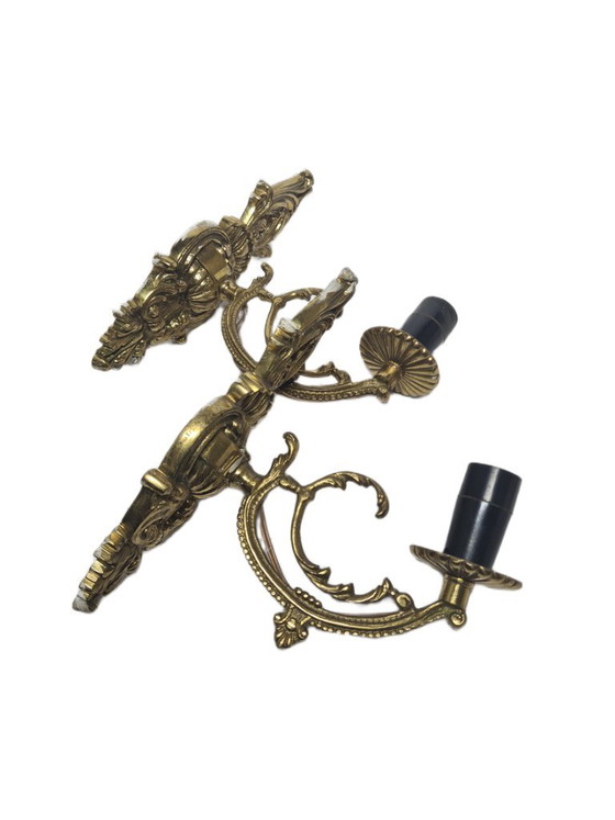 Lampade da parete rococò vintage, Polonia, anni '50, set da 2 – Applique, Brass (photo 8 of 8)