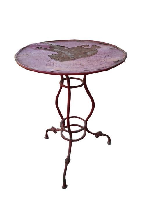 Vintage rode bistrotafel, jaren 50