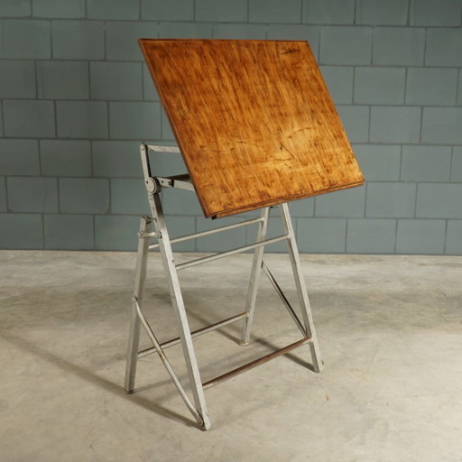 Table à dessin industrielle vintage / Table d'architecte – Années 1950 – decoratieve objecten, Metal