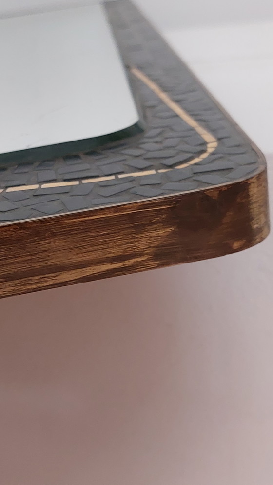 Image 1 of Vintage mid-century kidney mirror mosaic brass