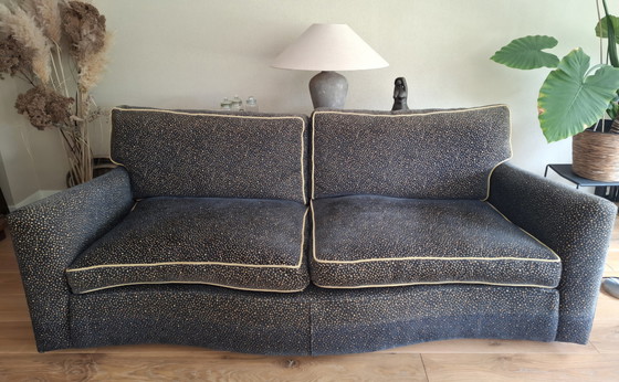 Image 1 of Blauwe bank incl bijpassende hocker en kussenhoezen