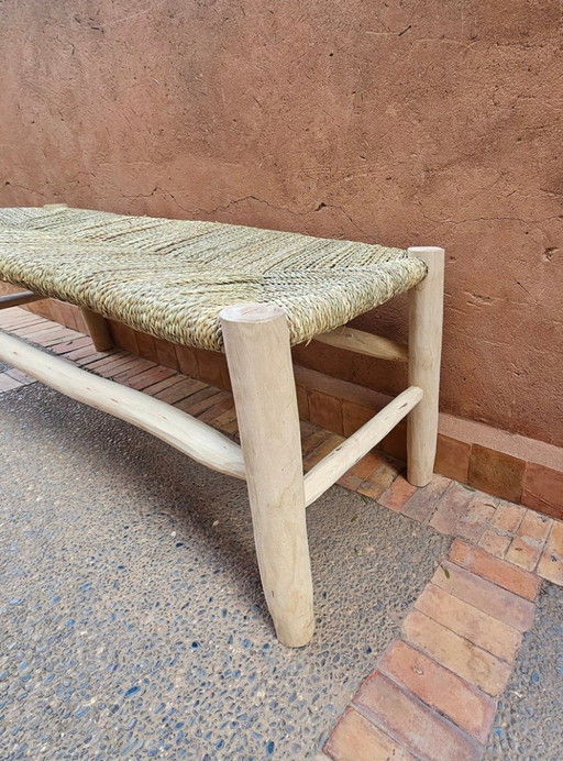 Marokkaanse bank met palmbladkoord – bankjes, Rattan, Wood (photo 2 of 5)