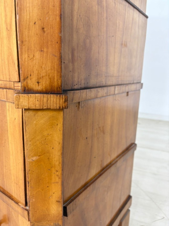 Image 1 of Vitrine Biedermeier, meuble de salon, armoire, meuble à façade en éventail, vers 1880