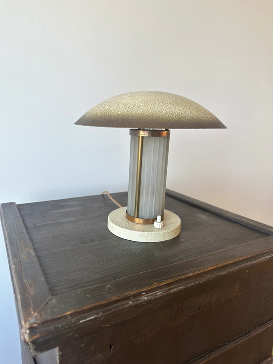 Art Deco Brass & Glass table lamp. France c.1920-30 (photo 7 of 13)