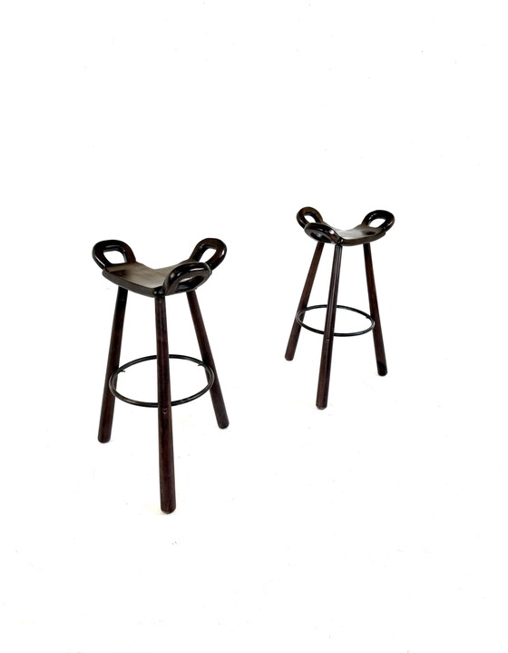 Set di 2 sgabelli da bar vintage ‘Marbella’ anni '60 – conoform, Wood, Metal (photo 3 of 7)