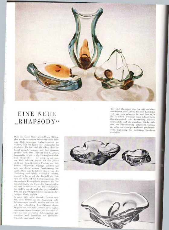 Image 1 of Mid-Century Art Glass Basket Vase Rhapsody by František Zemek / Czech Republic / 1956