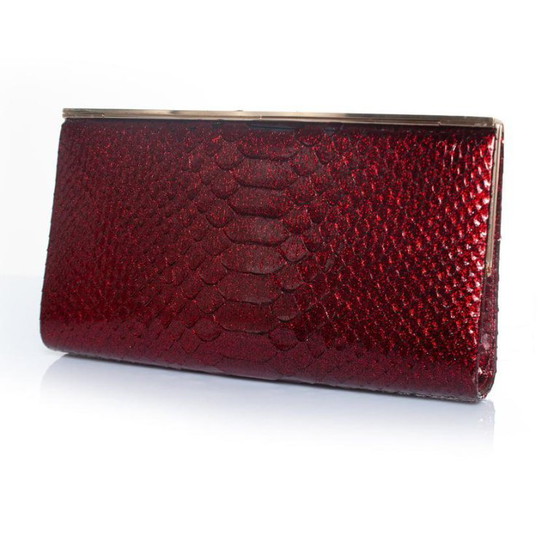 Image 1 of Jimmy Choo Clutch aus Pythonleder in Metallic-Rot