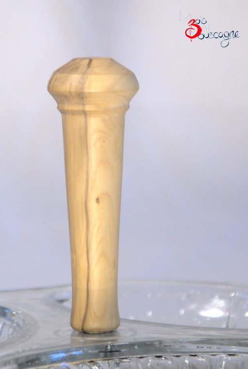 Val Saint-Lambert geperst glazen schaal met 3 vakken en buxushouten handvat, 23x10cm – tafelwaar, Glass, Wood (photo 2 of 7)