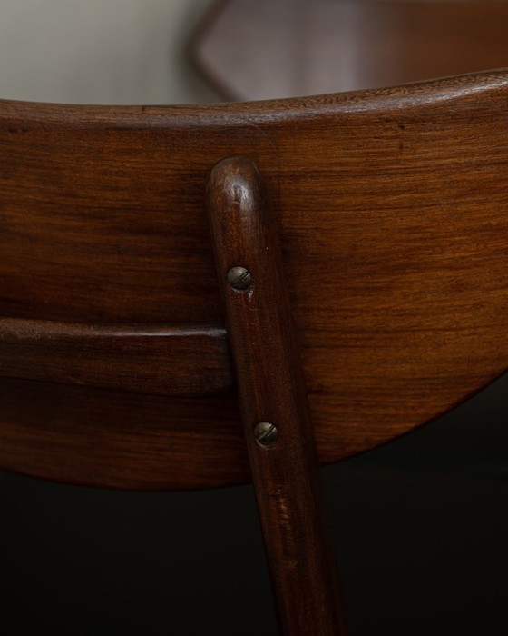 Image 1 of Vintage Dining Chairs by Louis van Teeffelen for AWA (Set of 6) | Reupholstered in Black Skai | Dutch Mid-Century | 1960s