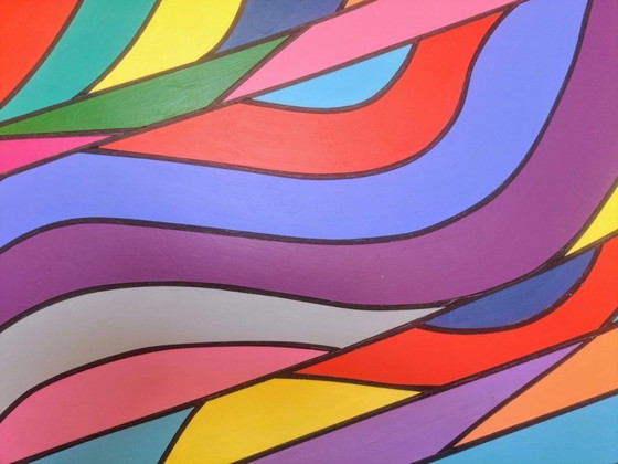 Image 1 of Courants Sauvages" - pintura abstracta de Franklin van Dam - Acrílico sobre MDF - 95 × 95 cm