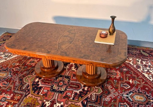 Art Deco coffee table in burr veneer