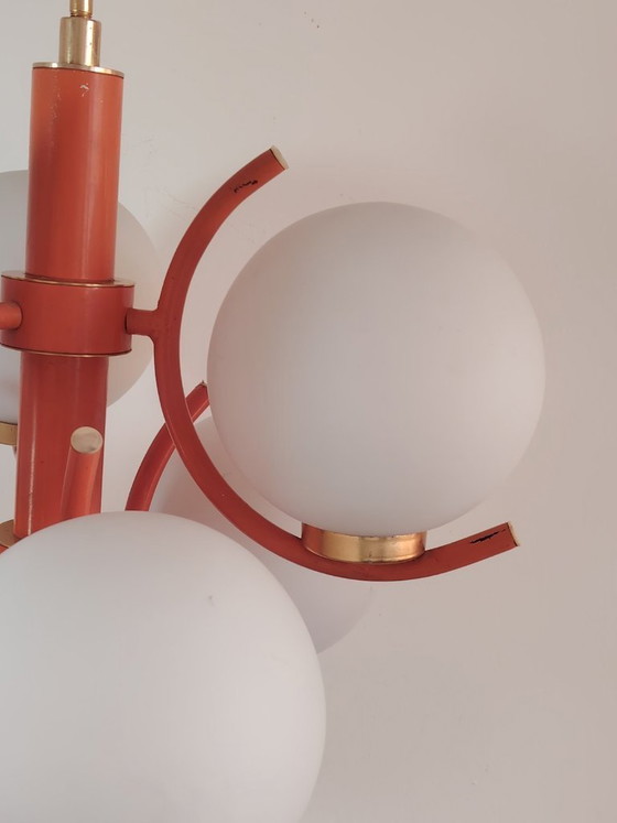 Image 1 of Lampe suspendue futuriste Spoutnik de l'ère spatiale, attribuée à Richard Essig