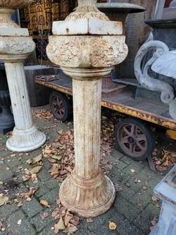 2x Vaso per piante in ghisa con manici su colonna romana, Vasi per piante, Ferro, Beige, Vintage (foto 6 di 11)
