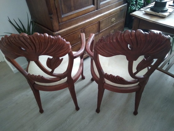 Set di 2 poltrone in stile Art Nouveau. – Textile, Wood (photo 9 of 13)