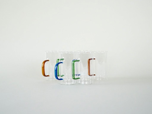 Set van zes glazen, Deens design, jaren 70, gemaakt in Denemarken.