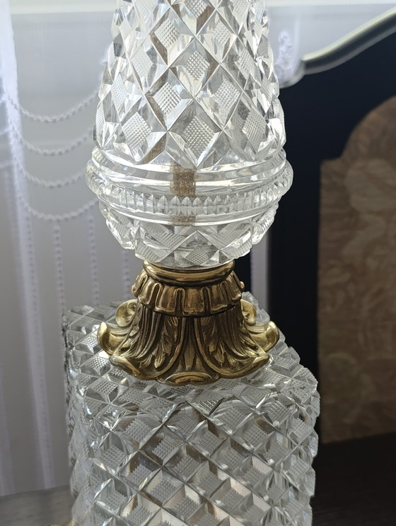 Vintage Crystal & Brass Table Lamp 75 Cm (photo 11 of 15)